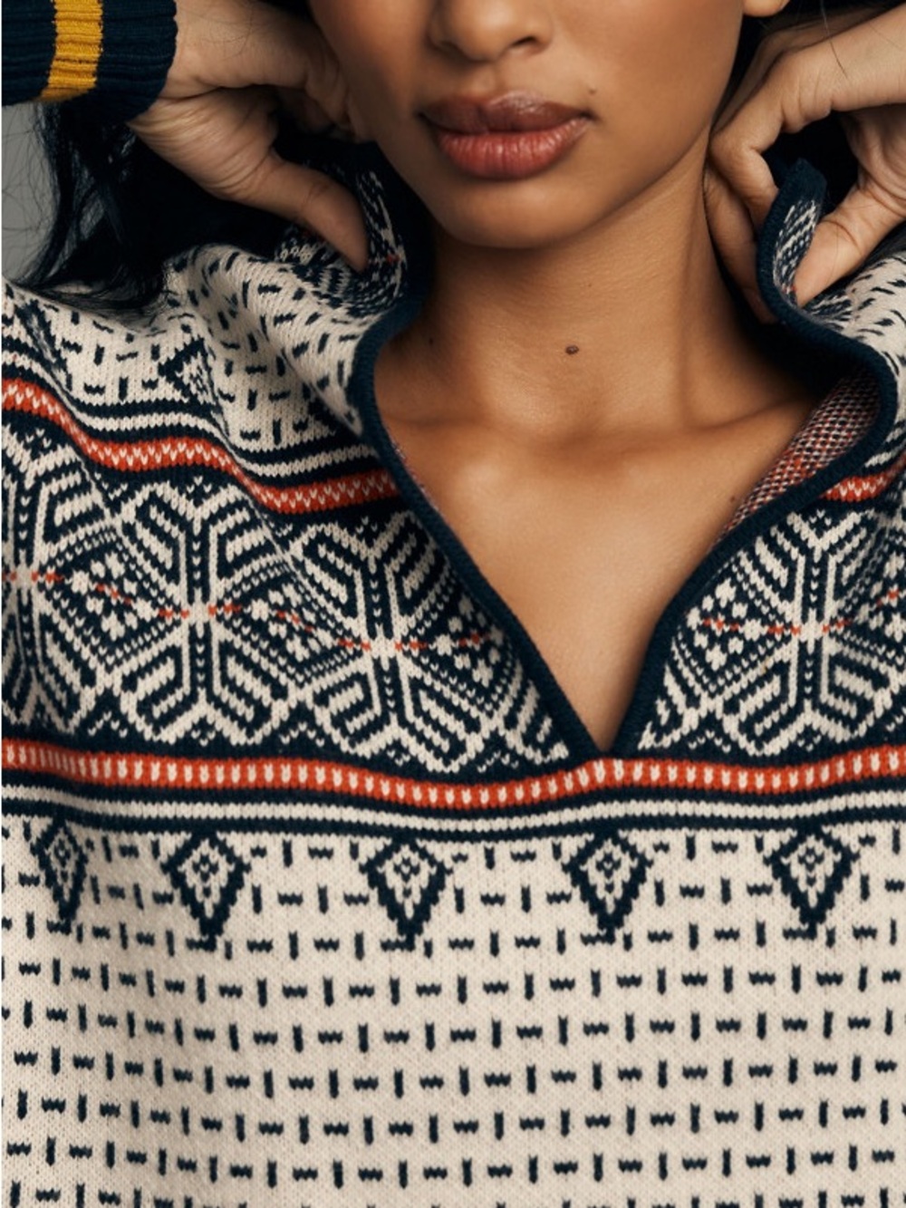 Maeve Anthropologie Fair Isle Mock Neck Sweater Multicolor Knit Pullover Sz S - Picture 4 of 14